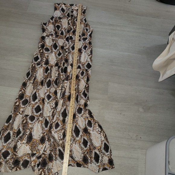 MAEVE  Snakeskin Print Maxi Dress Sleeveless Button Front Tiered Skirt High Neck - Picture 14 of 14